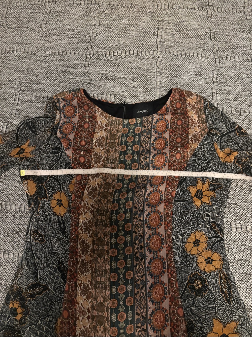 Desigual Mixed Print Midi Dress in Rust, Green and Mustard - Picture 8 of 11